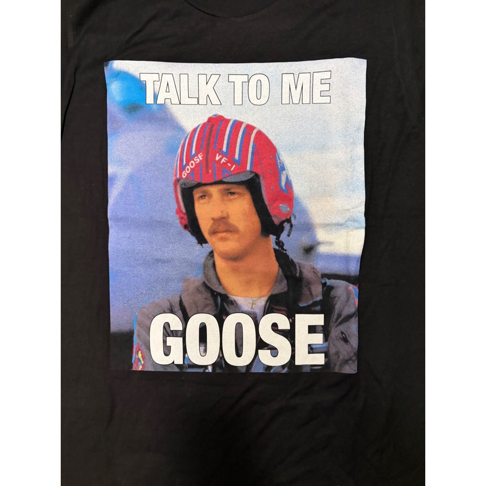 Top Gun Talk To Me Goose Graphic T-Shirt Mens Small Black 100% Cotton 2020 Movie